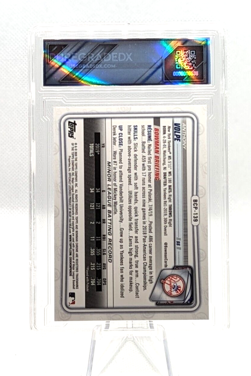 Anthony Volpe 2020 Bowman Chrome Prospects #BCP-139 1st Bowman Graded 9
