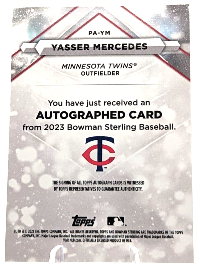 2023 Bowman Sterling Baseball #PS-YM Yasser Mercedes Auto Minnesota Twins