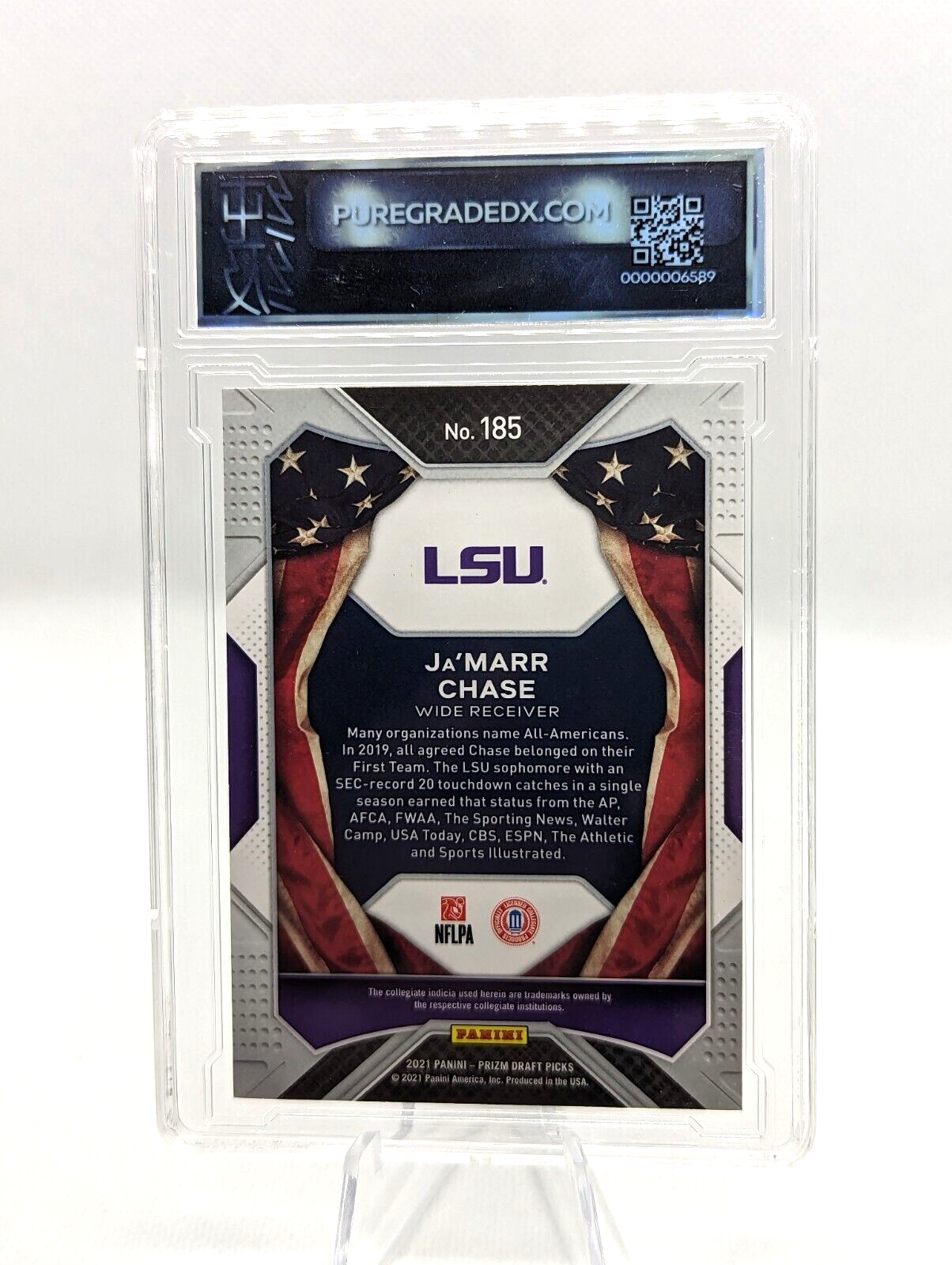 Ja'Marr Chase #185 Rookie 2021 Panini Prizm Draft Picks All-Americans Graded 9.5