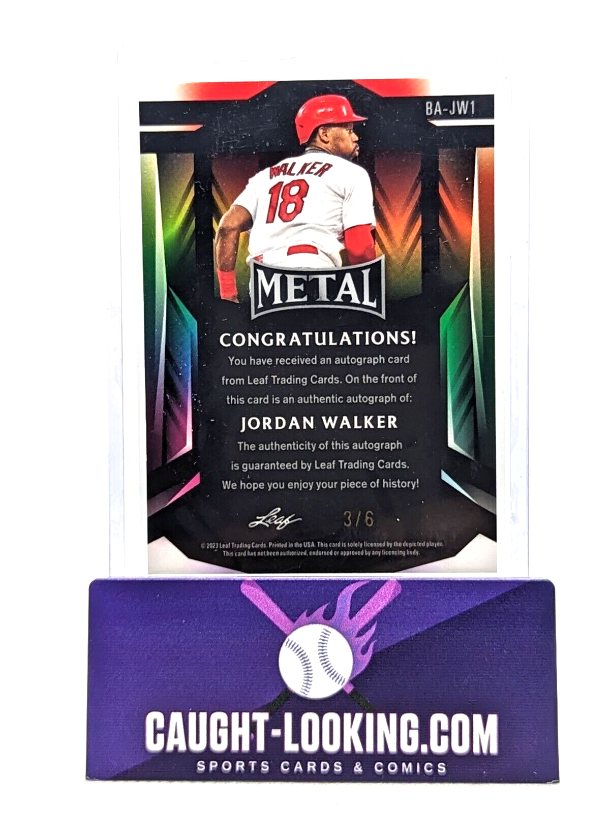 Jordan Walker - 2023 Leaf Metal #BA-JW1 Blue Mojo Auto /6 Cardinals