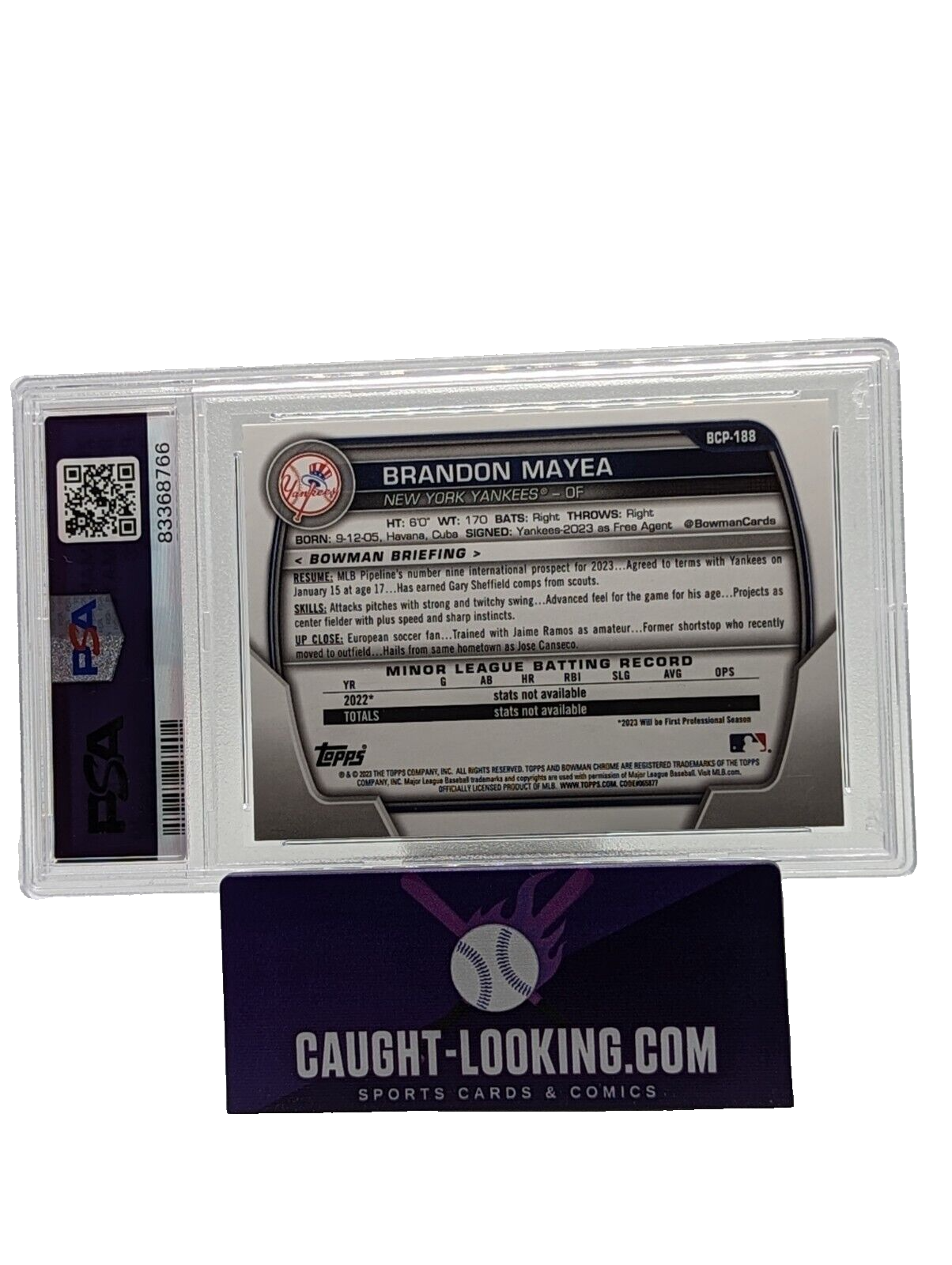 Brandon Mayea #BCP-188 - PSA 10 - 2023 Bowman Chrome Prospects