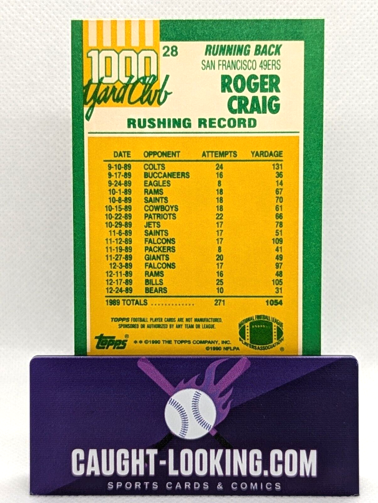 Roger Craig #28 1990 Topps 1000 Yard Club