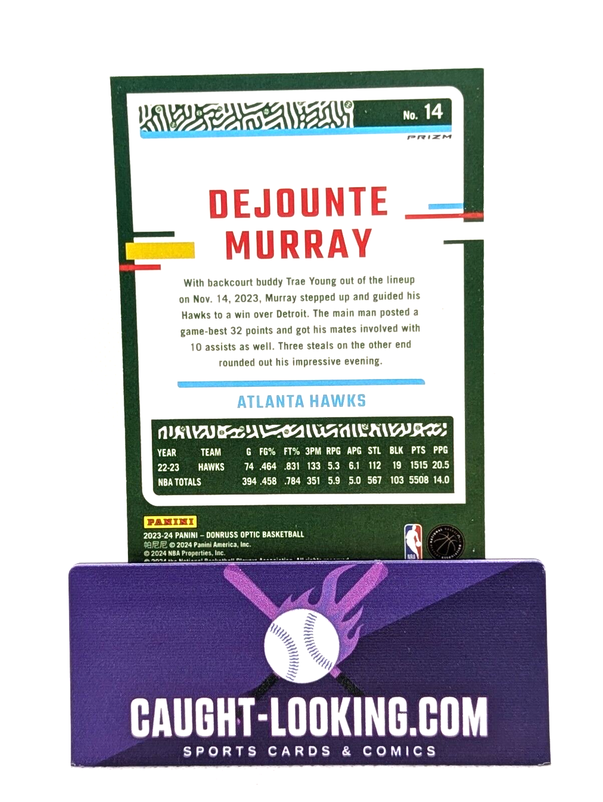 Dejounte Murray #14 2023 Donruss Optic Atlanta Hawks