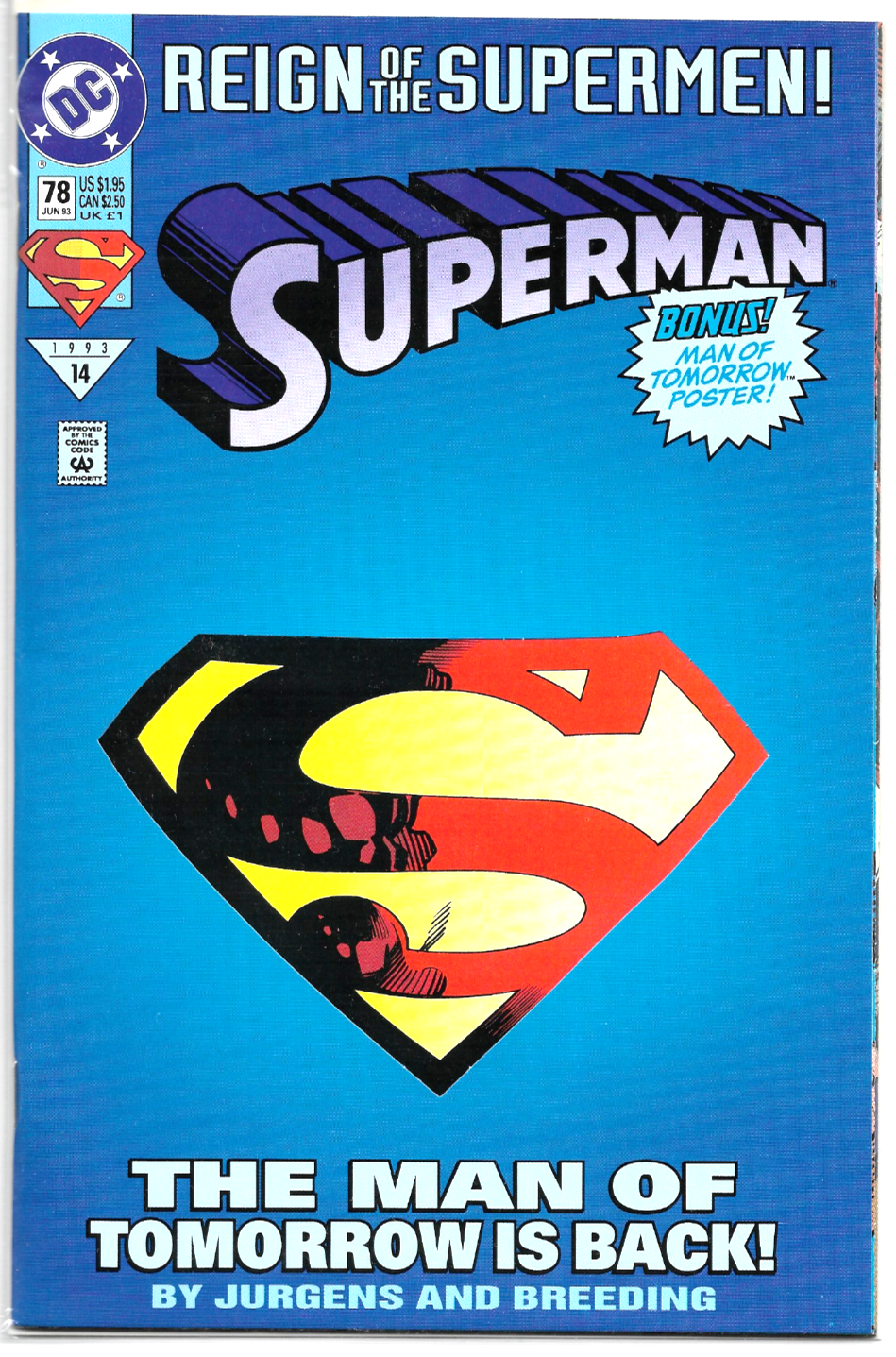 Superman #78 1993 Reign Of The Supermen Collectors Edition 1st Cyborg Superman