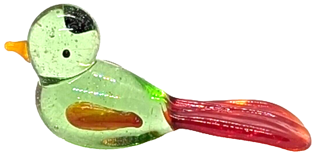 Ganz World Miniature Mini Glass Collectible Figurine Green Bird