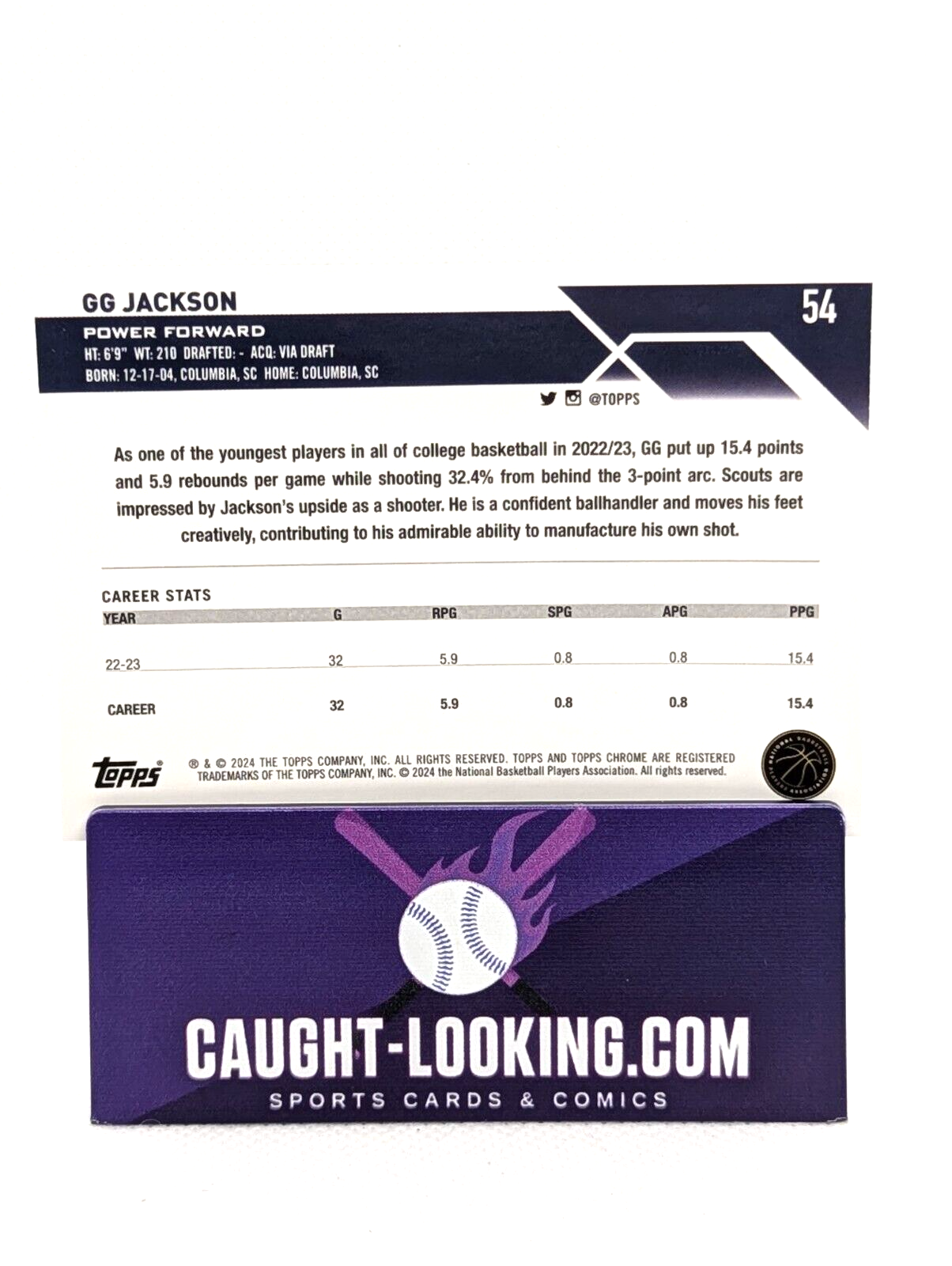 GG Jackson - 2023-24 Topps Chrome Basketball #54 RC ROOKIE Memphis