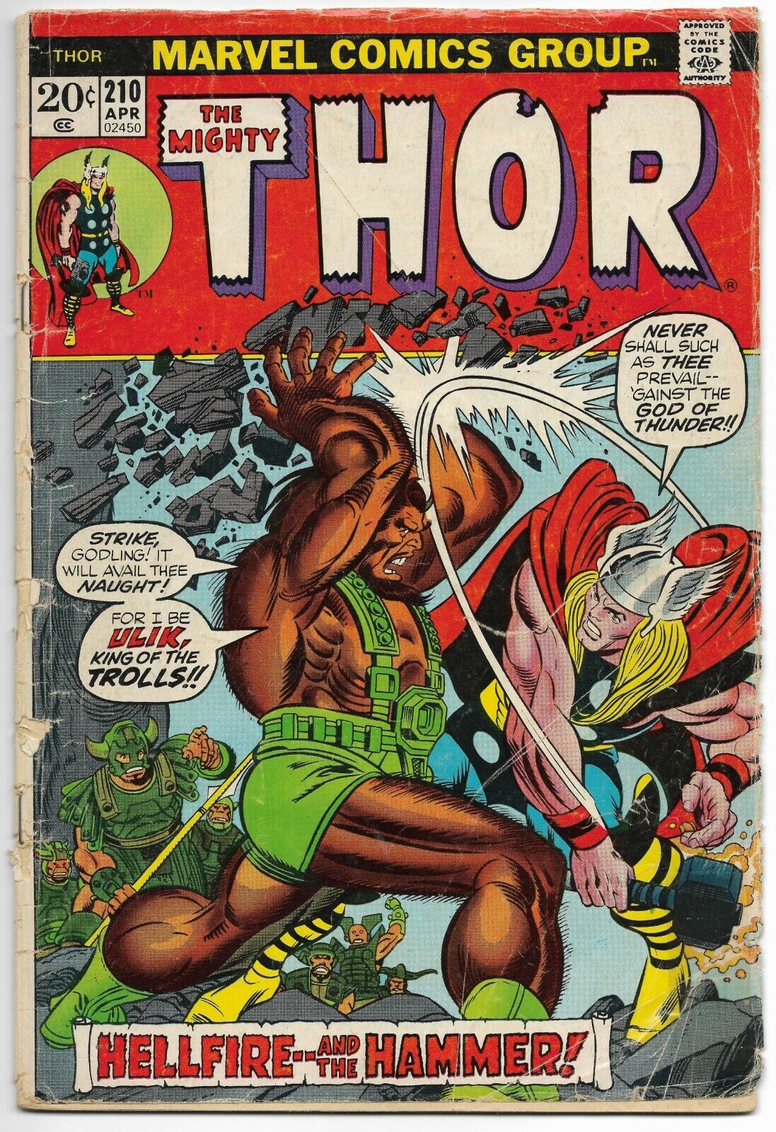 Thor #210 - 1973 Marvel Comic Book - Ulik Appearance
