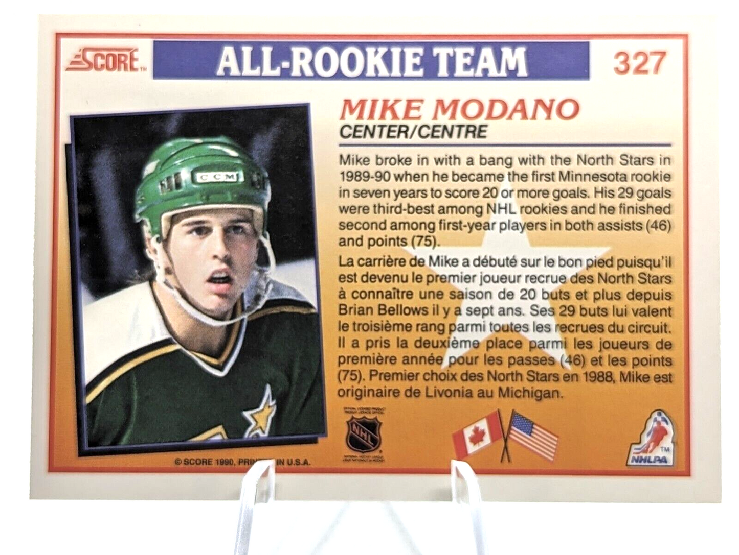 Mike Modano #327 1990 Score All Rookie Team Rookie Card Minnesota North Stars