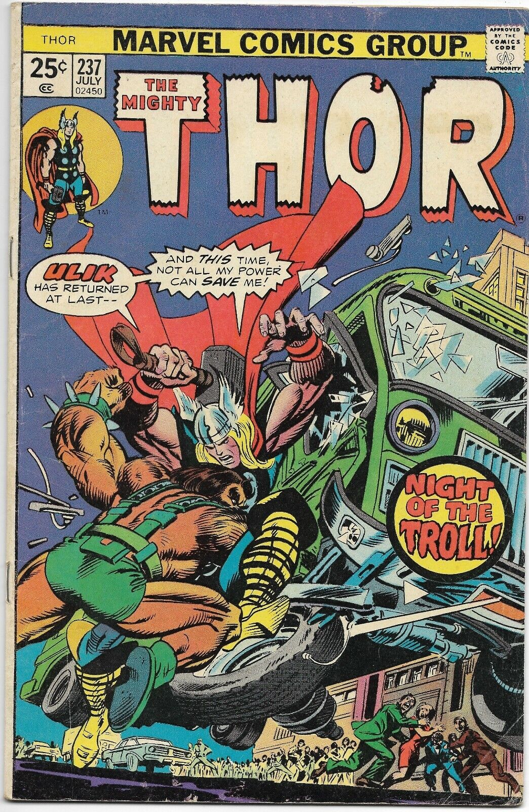Thor #237 "Ulik Unchained" 1975 Marvel Comic Book - Value Stamp #18