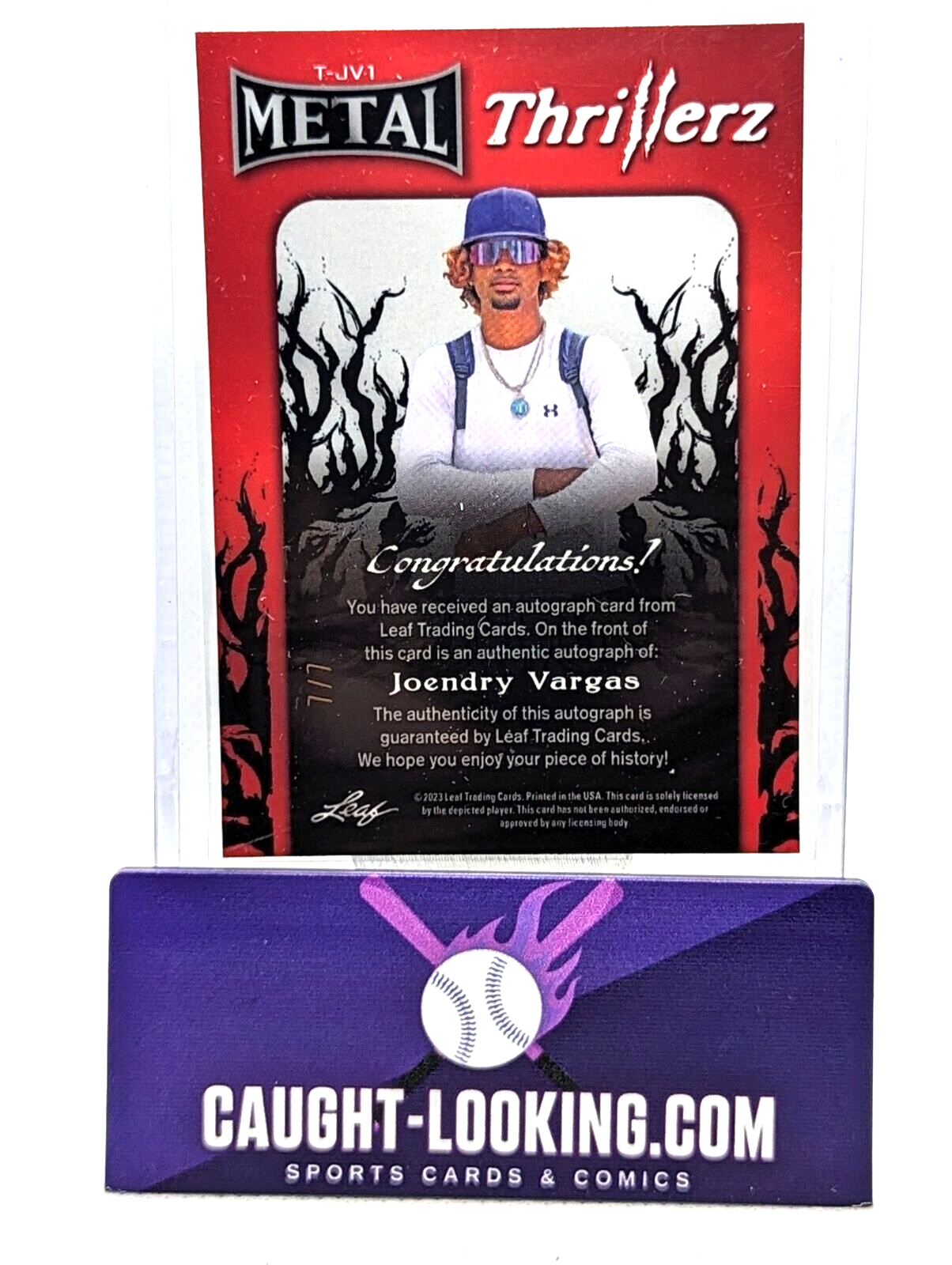 Joendry Vargas - 2023 Leaf Metal #T-JV1 Thrillerz Blue Crystal Auto /7 Dodgers