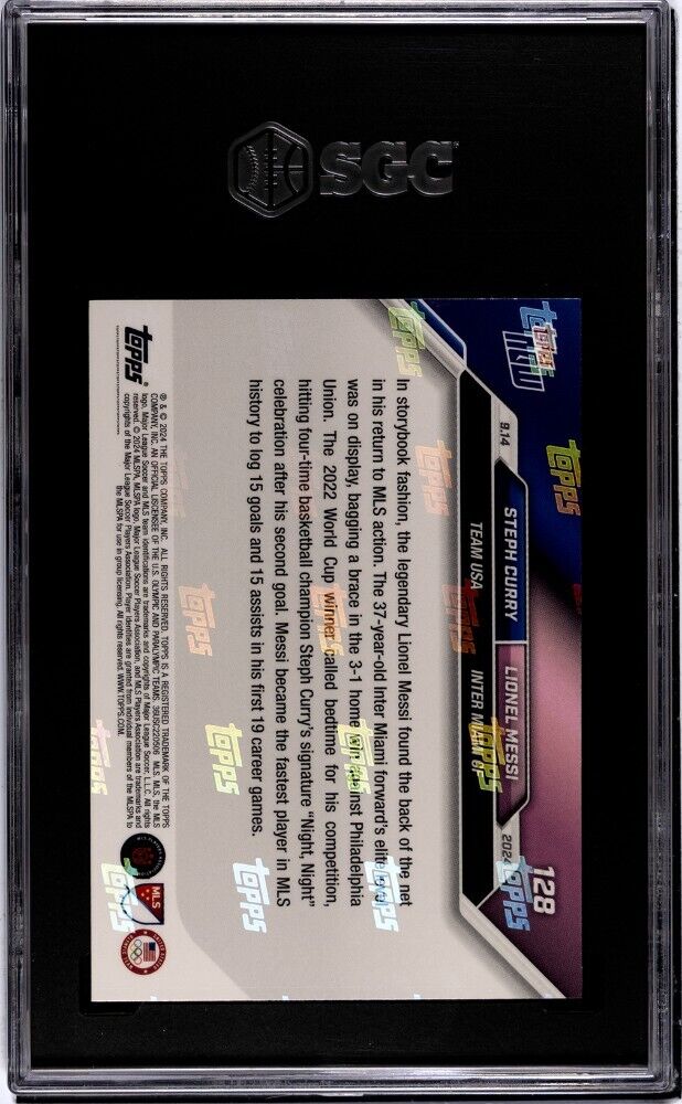 Steph Curry & Lionel Messi - 2024 Topps NOW #128 - SGC 9 - Mint