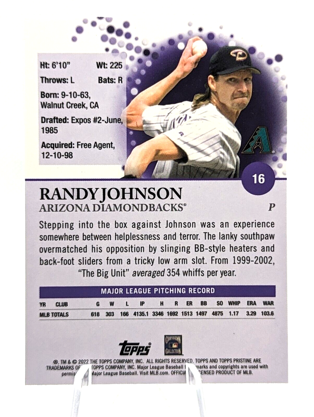 Randy Johnson #16 2022 Topps Pristine Arizona Diamondbacks **Free Shipping***