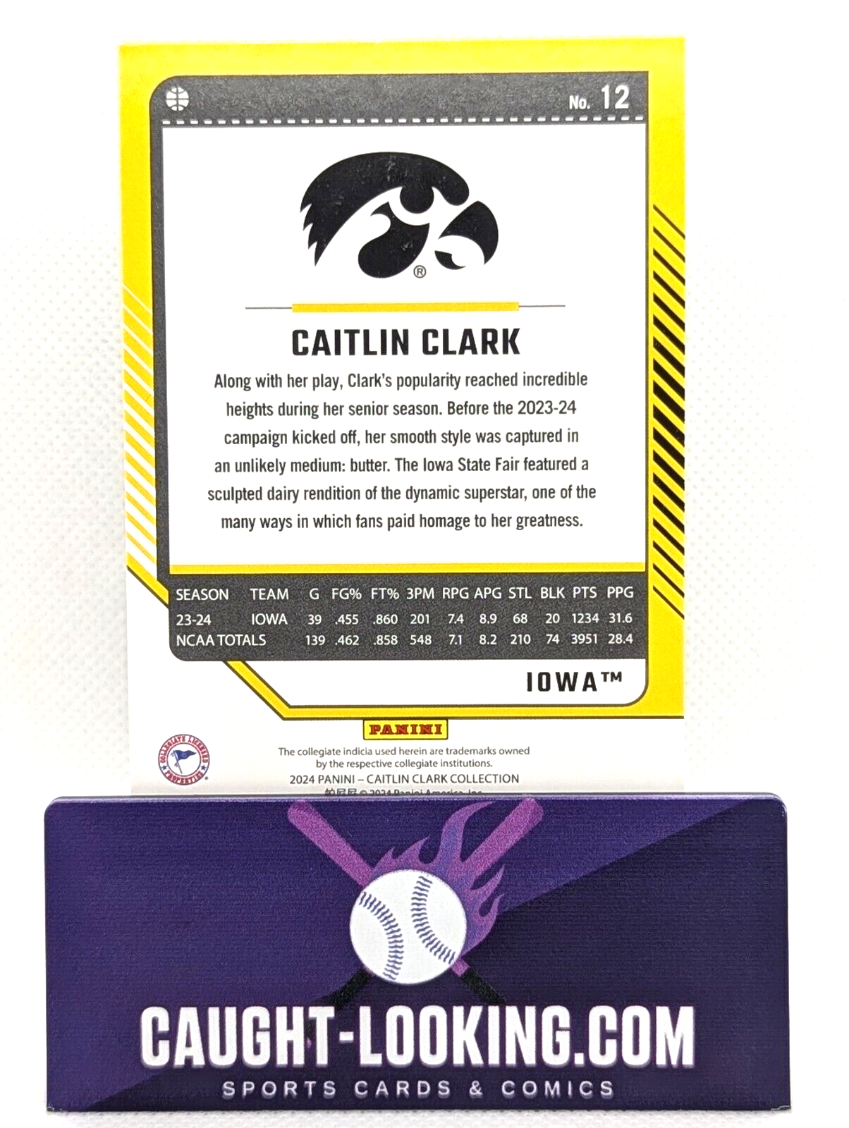 2024 Panini Caitlin Clark Collection - Base Card #12 Caitlin Clark (RC)