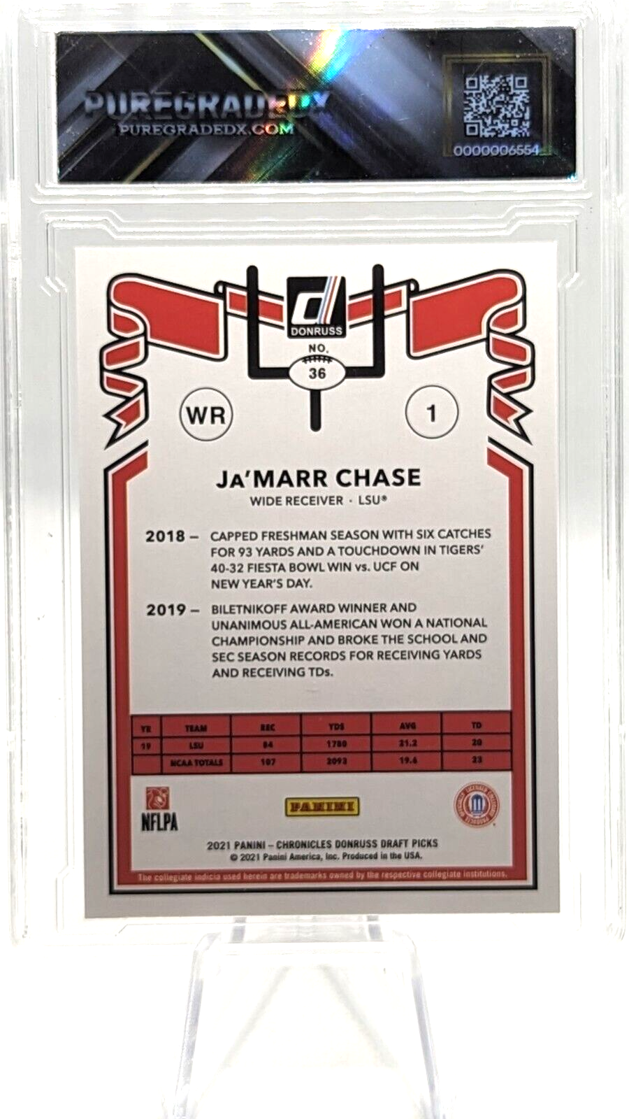 Ja'Marr Chase #1 2021 Panini Chronicles Donruss Draft Picks RC Graded 10