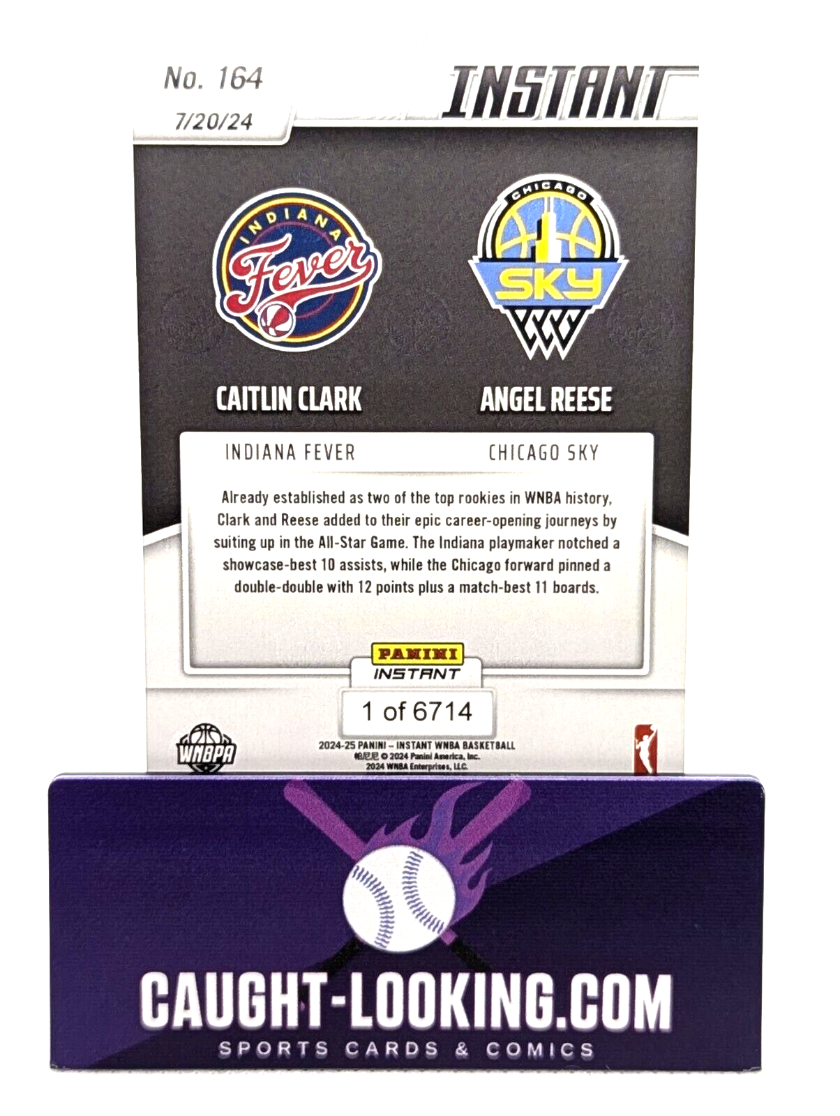 Caitlin Clark Angel Reese 2024 Panini Instant WNBA ALL-STAR ROOKIE CARD #164 RC