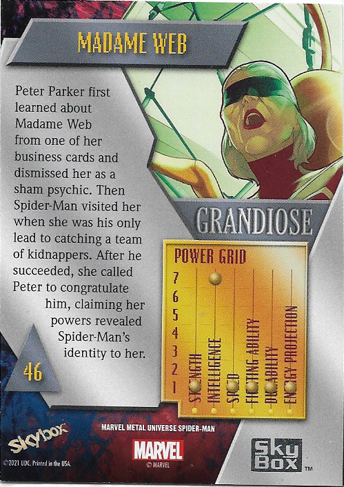 Madame Web #46 GRANDIOSE - 2021 Skybox Marvel Metal Universe Spider-Man