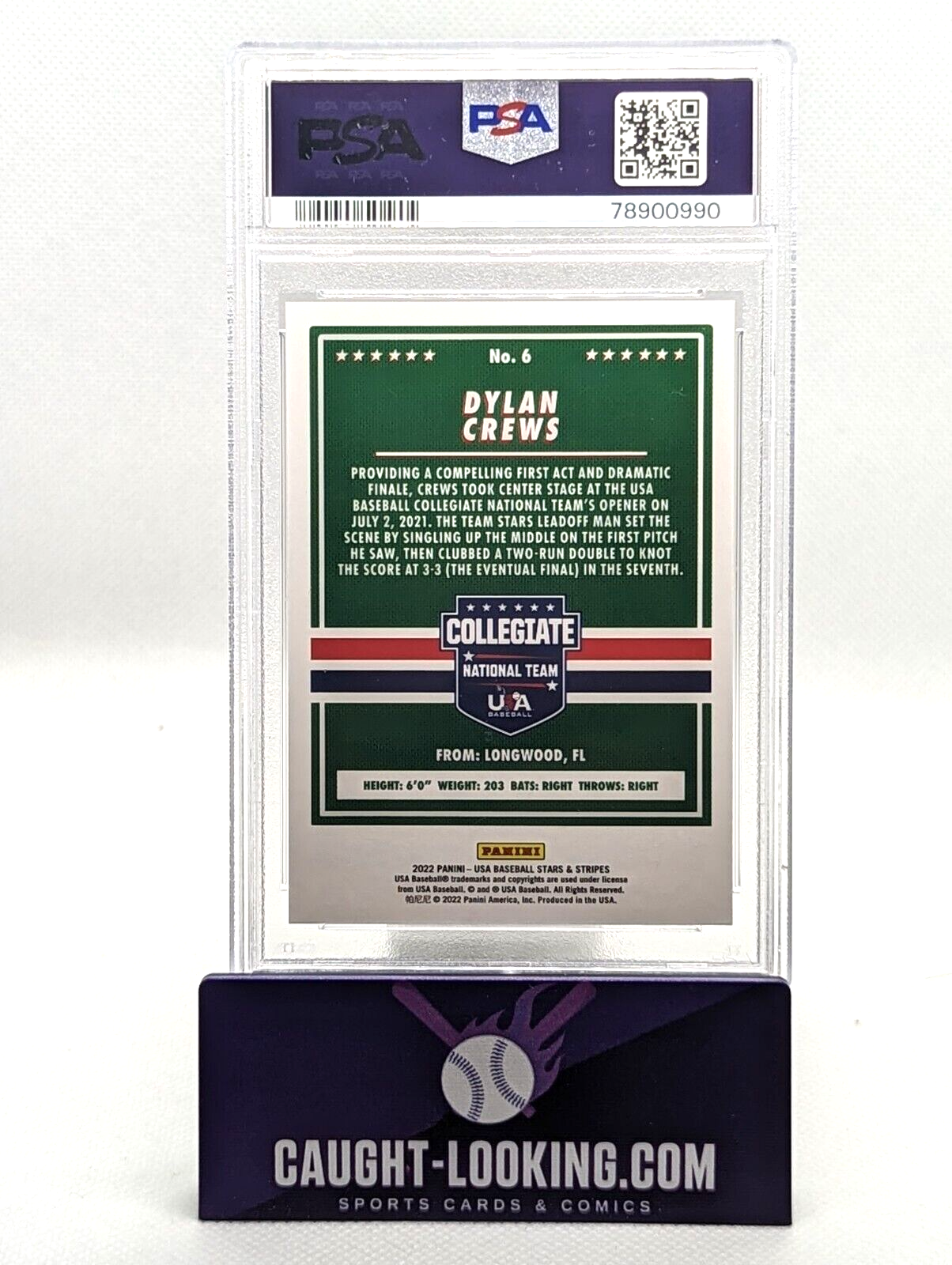 Dylan Crews #6 - PSA 9 - 2021 Panini Stars & Stripes USA