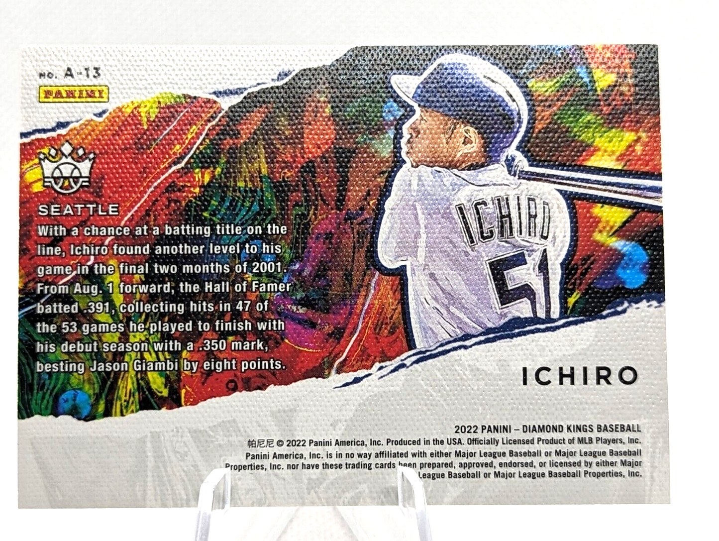 2022 Panini Diamond Kings Aficionado Ichiro #A-13 Seattle Mariners