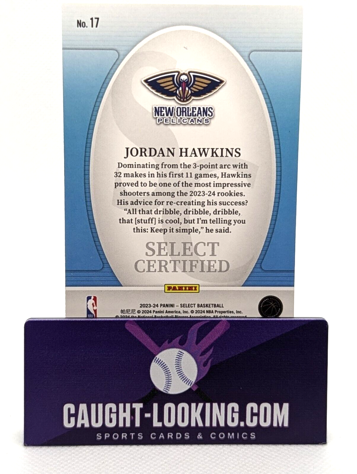 2023-24 Panini Select Jordan Hawkins Rookie Select Certified Silver Prizm #17