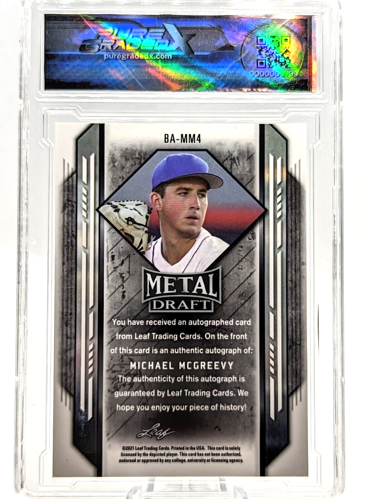 Michael McGreevy #BA-MM4 2021 Leaf Metal Draft Auto RC Graded 9.5 Auto 10