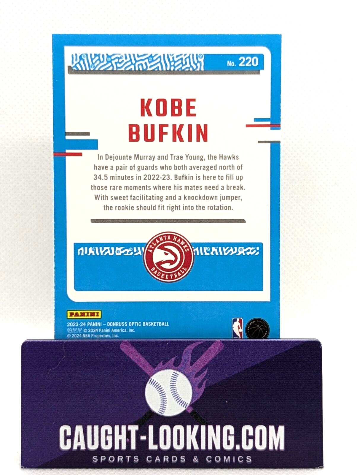 Kobe Bufkin #220 2023 Donruss Optic RC Atlanta Hawks Rookie