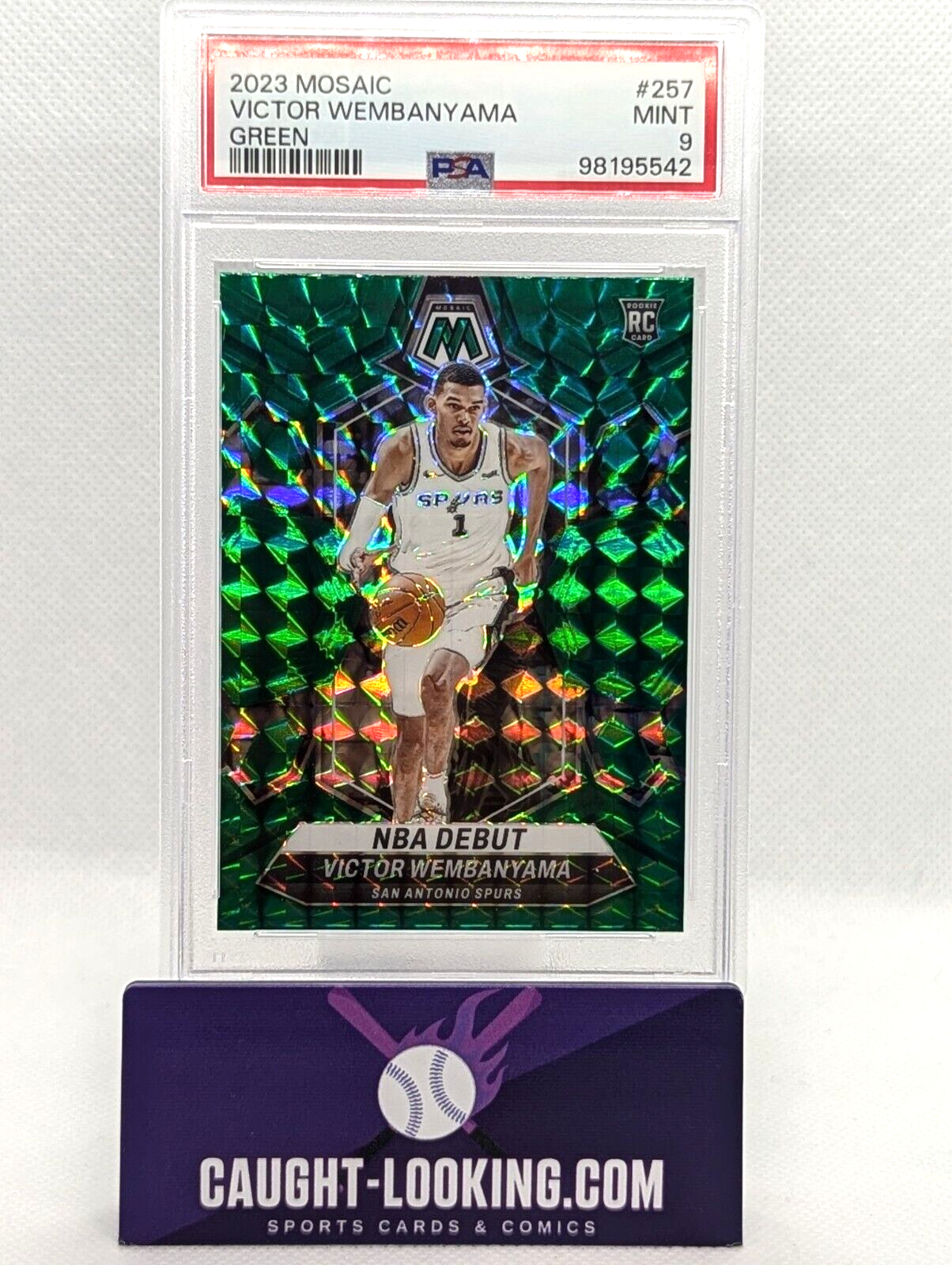 Victor Wembanyama - 2023 Panini Mosaic #257 Green PSA 9