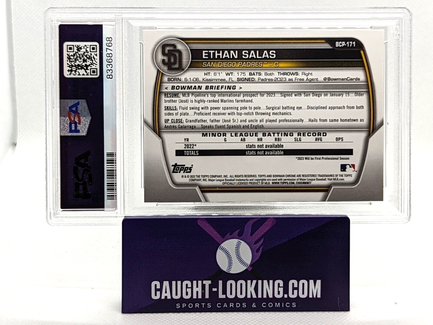 Ethan Salas #BCP-171 - PSA 10 - 2023 Bowman Chrome Prospects