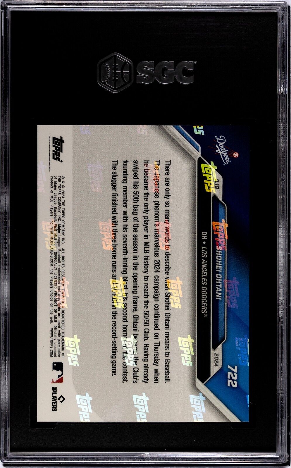 Shohei Ohtani - 2024 Topps NOW #722 SGC 10 - First 50/50 Player in MLB History