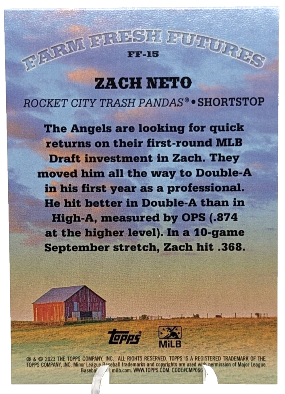 Zach Neto - 2023 Topps Pro Debut #FF-15 Farm Fresh Futures