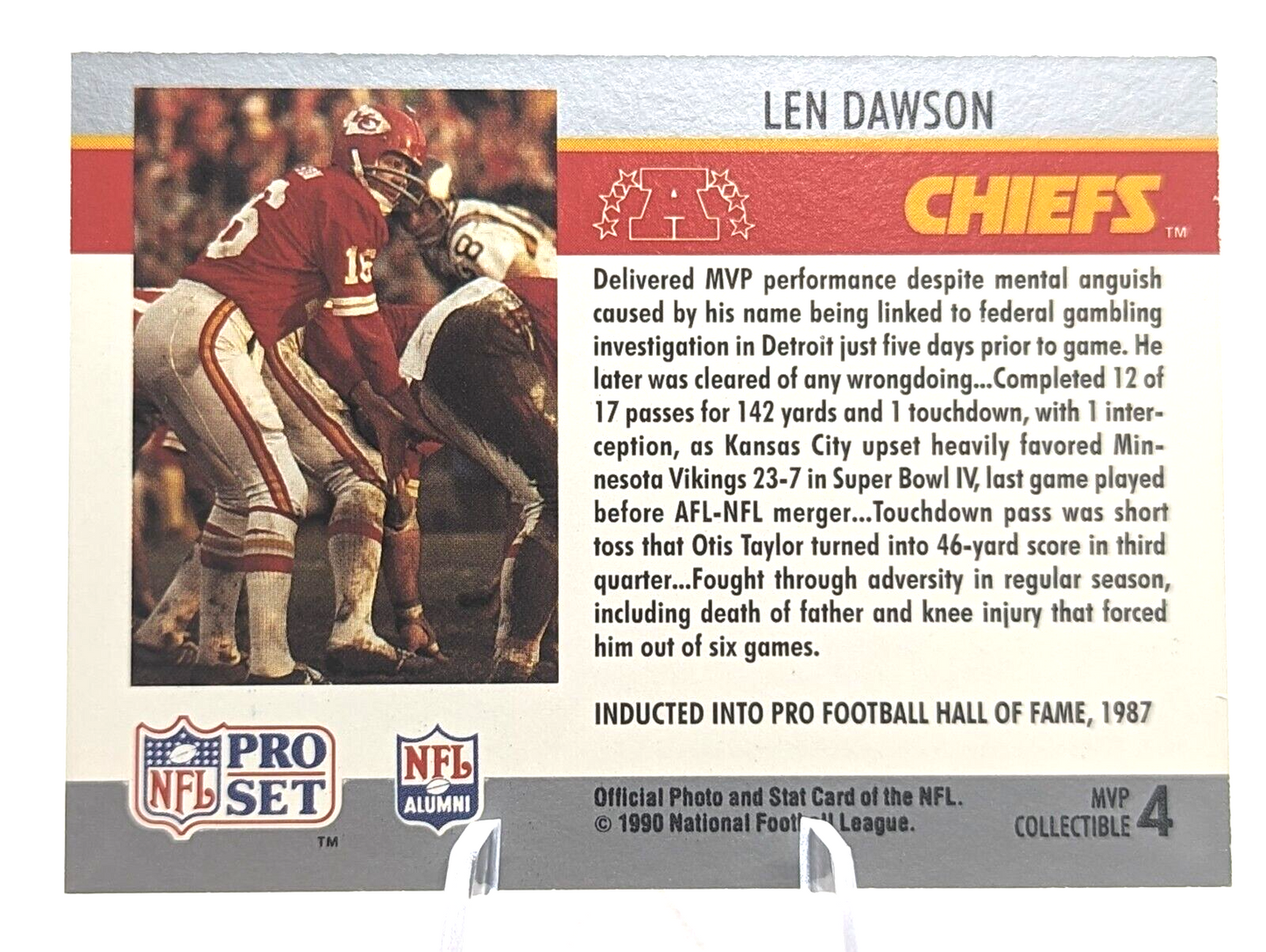 1990 Pro Set #4 Len Dawson Super Bowl MVP Collectibles