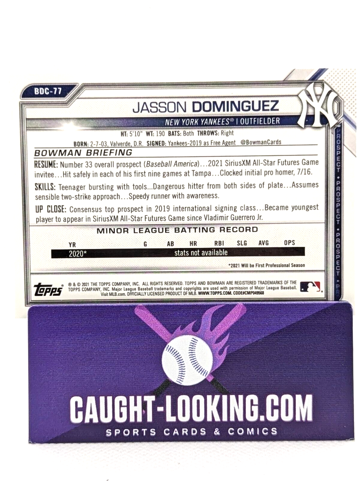 Jasson Dominguez - 2021 Bowman Draft Chrome #BDC-77 (RC)
