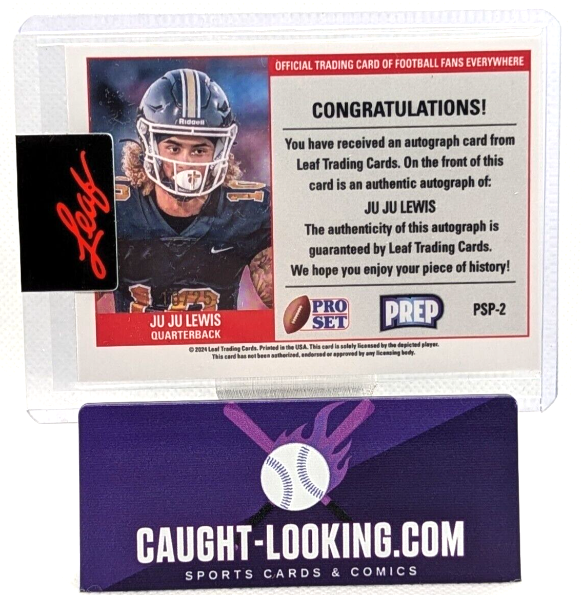 Ju Ju Lewis - 2024 Leaf Pro Set Auto Orange Reflective Foil Card #PSP-2 SP /25