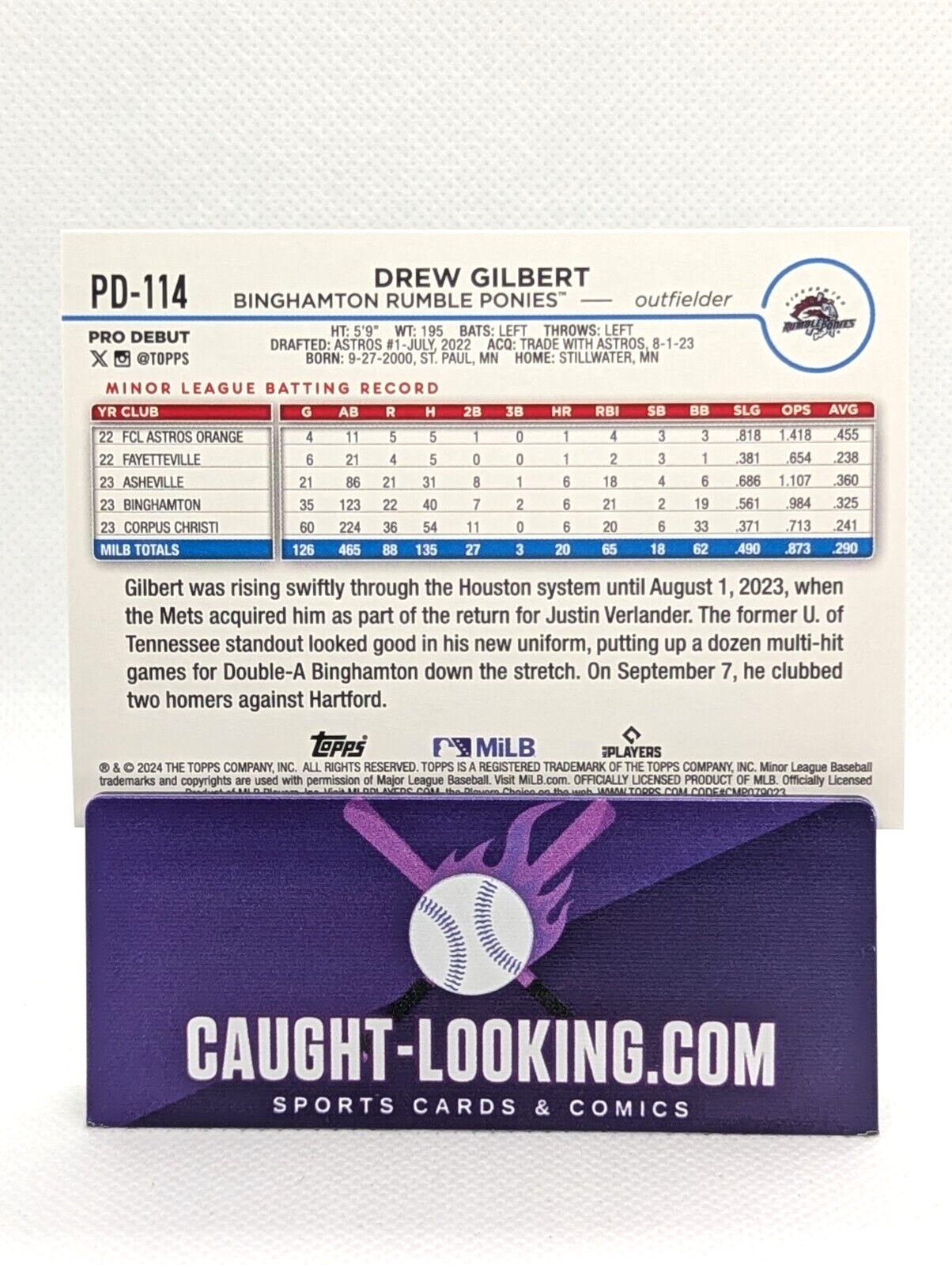 2024 Topps Pro Debut #PD-114 Drew Gilbert Pre-Rookie Card