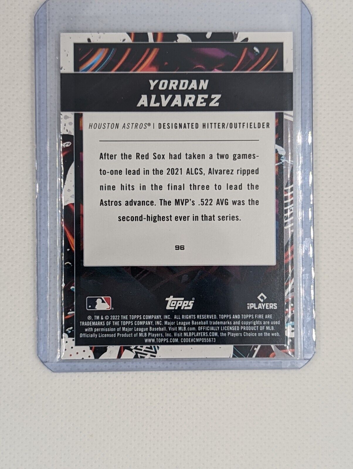 Yordan Alvarez #96 Gold Minted 2022 Topps Fire Houston Astros