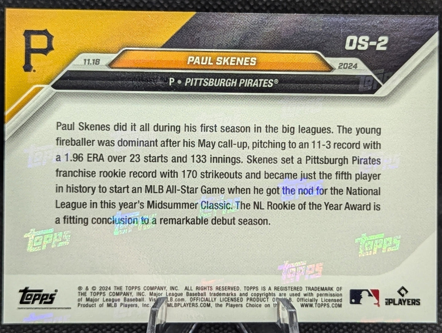 Paul Skenes - 2024 Topps NOW #OS-2 "Rookie Of The Year"