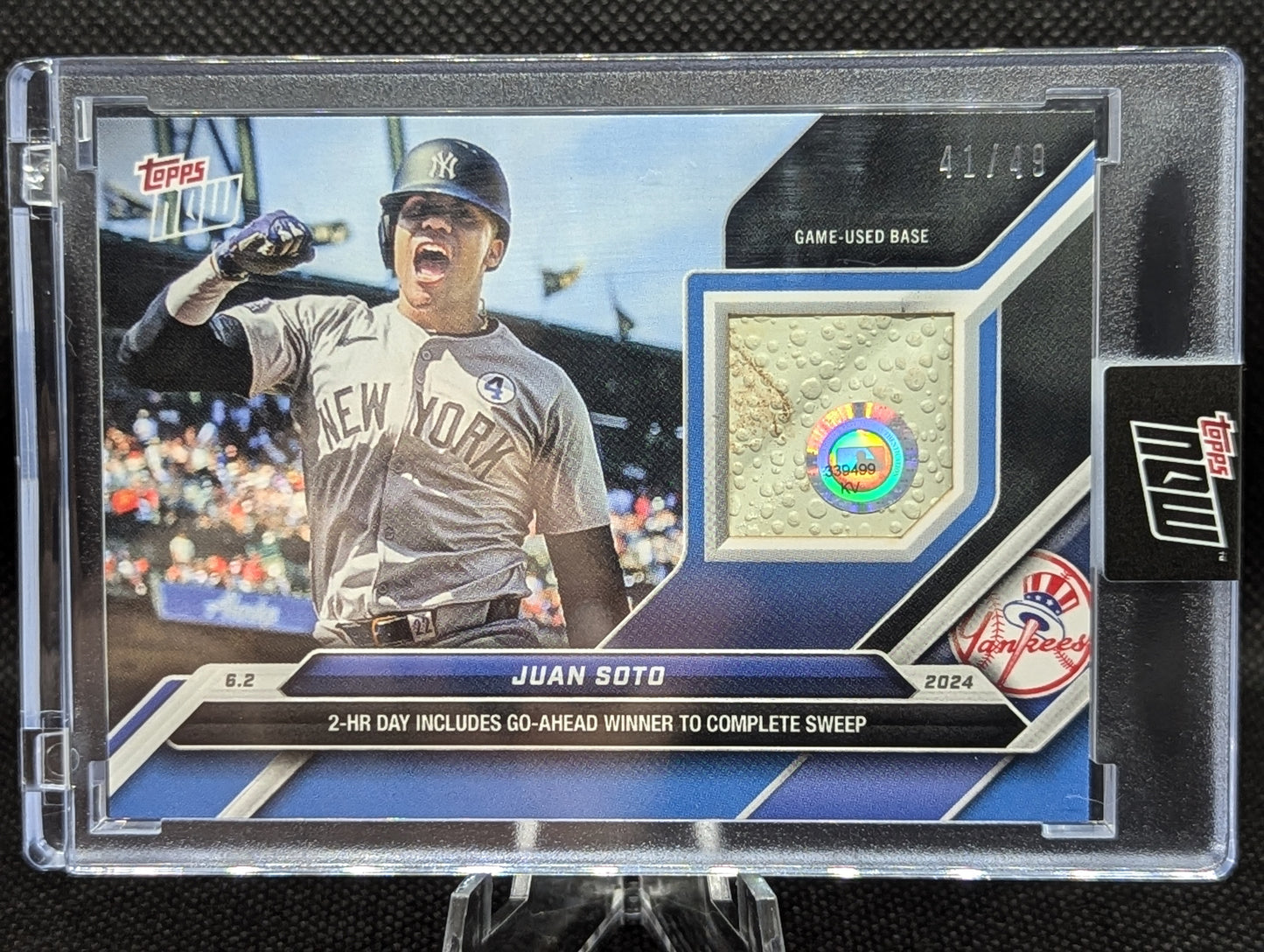 Juan Soto - 2024 MLB TOPPS NOW Card 254C Blue /49 Game-used Base Relic Yankees