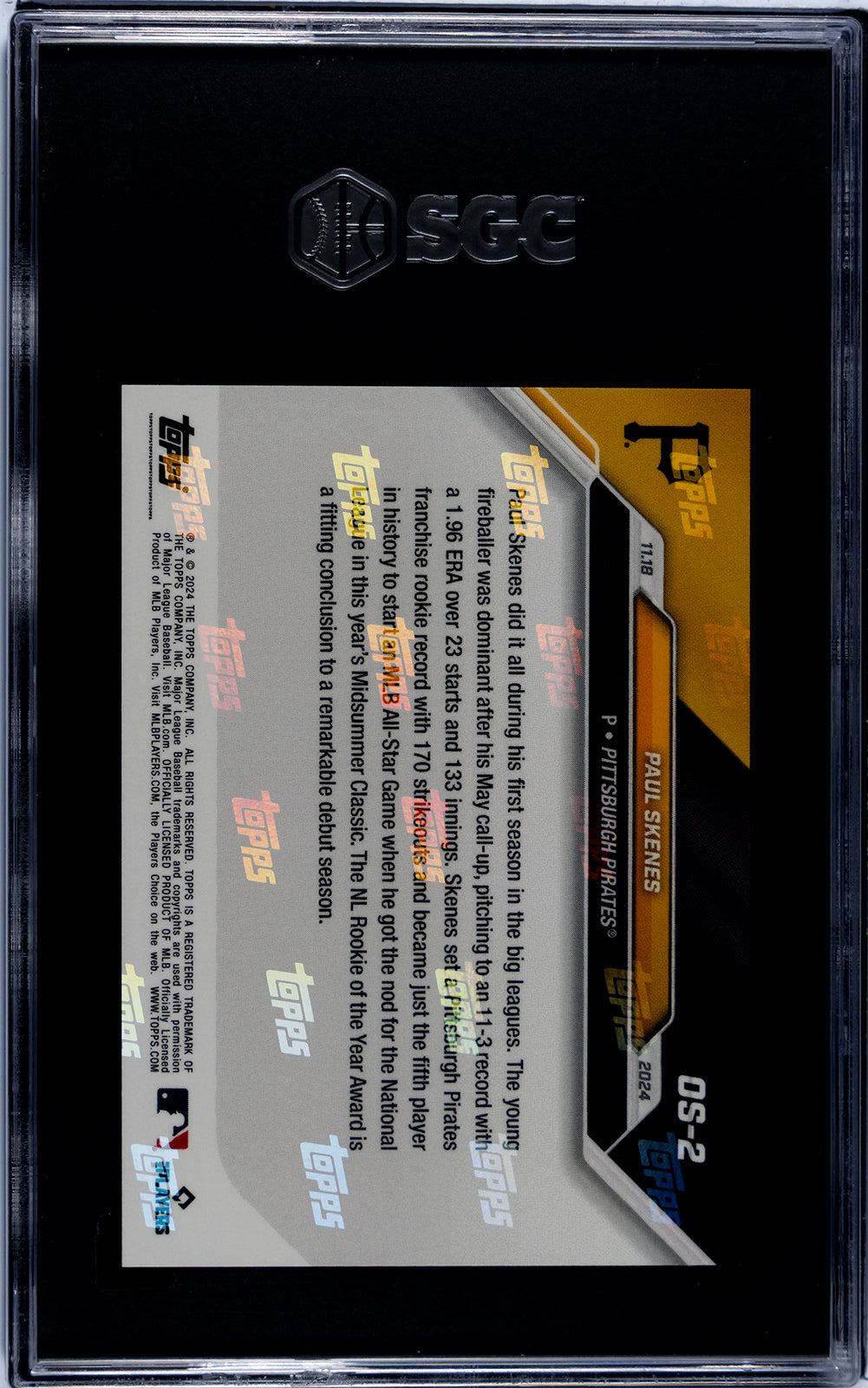 Paul Skenes - 2024 Topps NOW #OS-2 "Rookie Of The Year" SGC 10