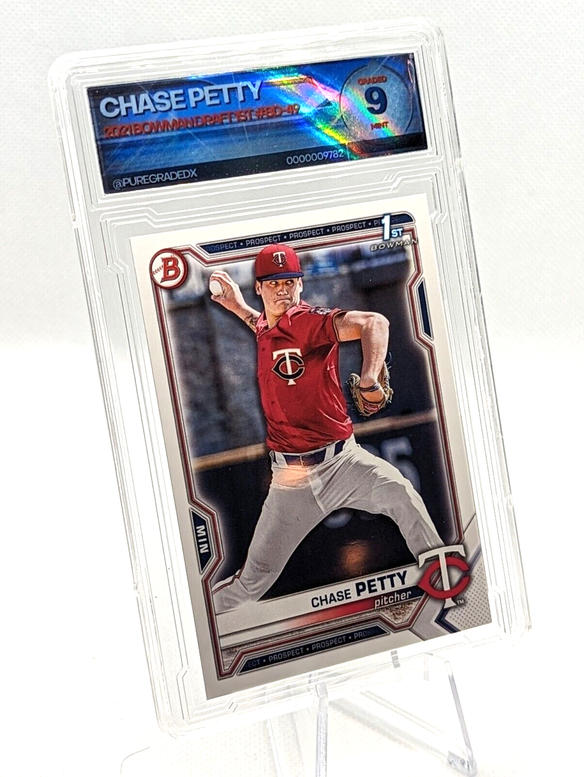 Chase Petty #BD-49 2021 Bowman Draft 1st Bowman Twins Graded 9