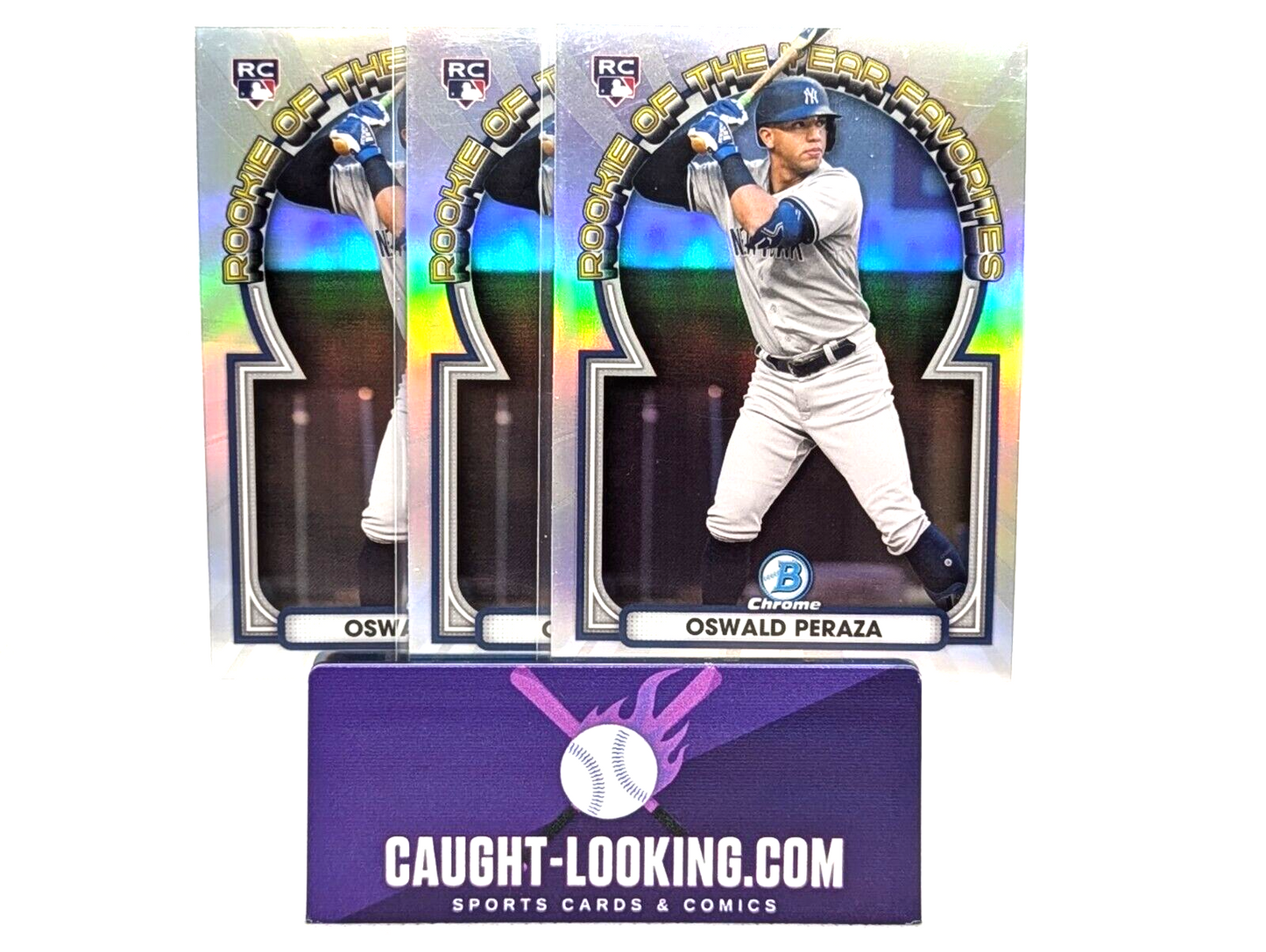 2023 Bowman - Rookie of the Year Favorites #ROYF-13 Oswald Peraza (RC) 3-Cards