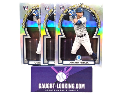 2023 Bowman - Rookie of the Year Favorites #ROYF-13 Oswald Peraza (RC) 3-Cards