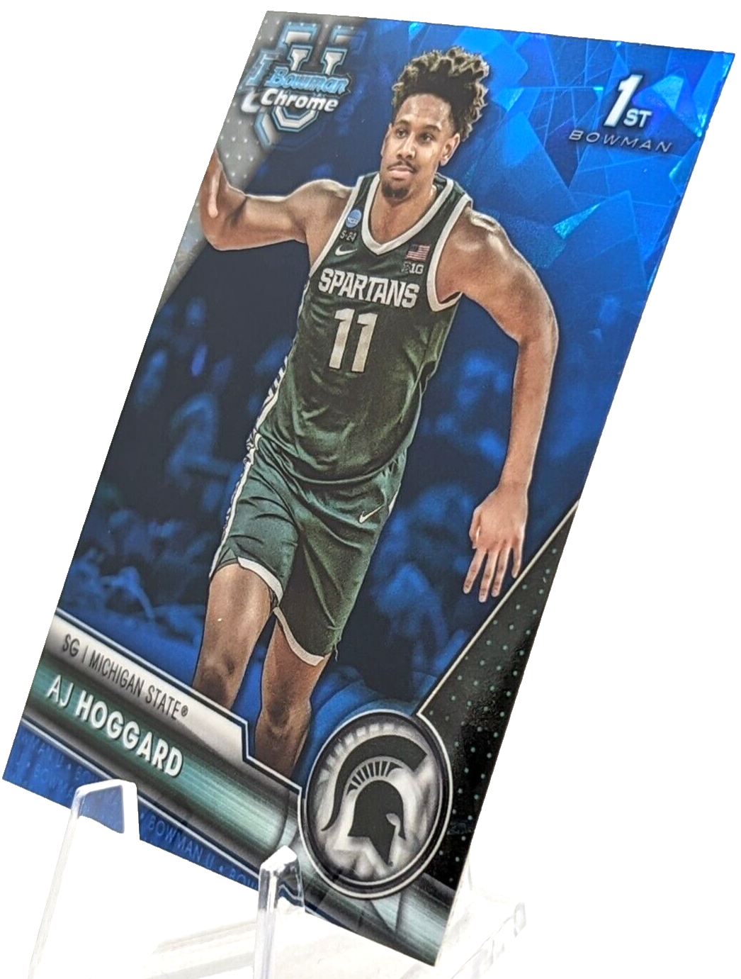 2023-24 Bowman Chrome U Sapphire AJ Hoggard #5 1st Michigan State