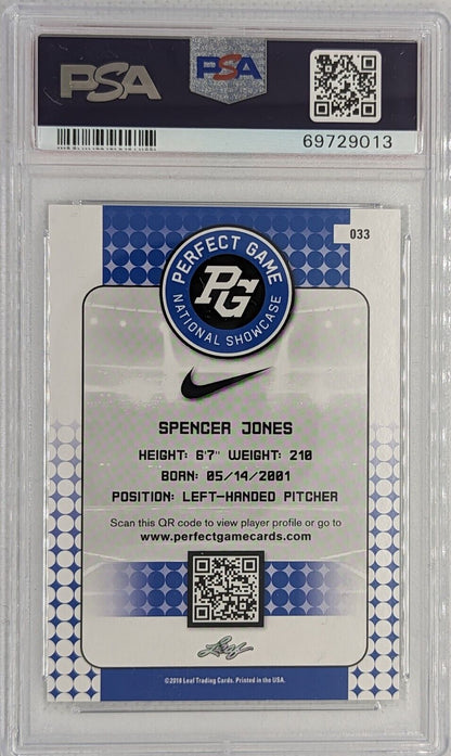 Spencer Jones PSA 9 2018 Leaf Perfect Game Nation Showcase Silver #33 Yankees 