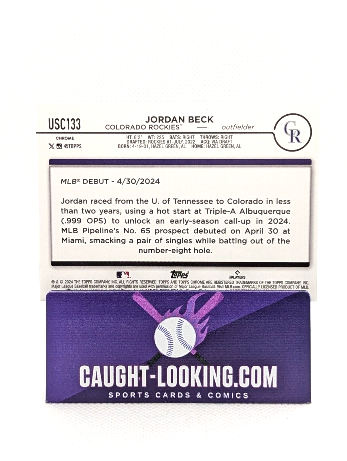 Jordan Beck - 2024 Topps Chrome Update Series #USC133 RC Rockies