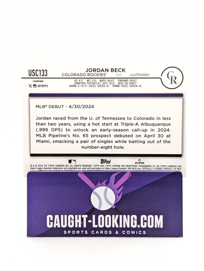 Jordan Beck - 2024 Topps Chrome Update Series #USC133 RC Rockies