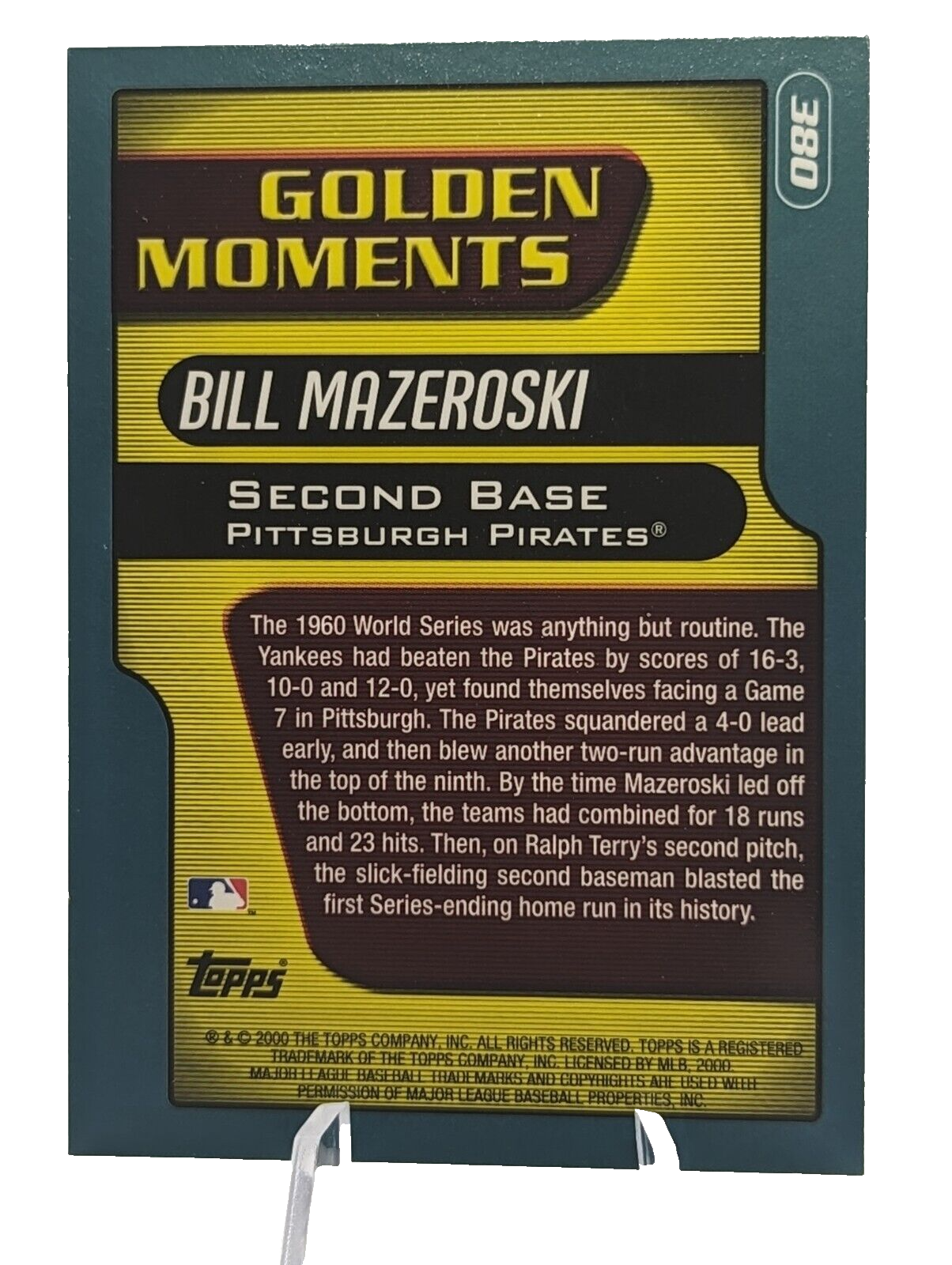 Bill Mazeroski #380 2000 Topps Golden Moments Pittsburgh Pirates