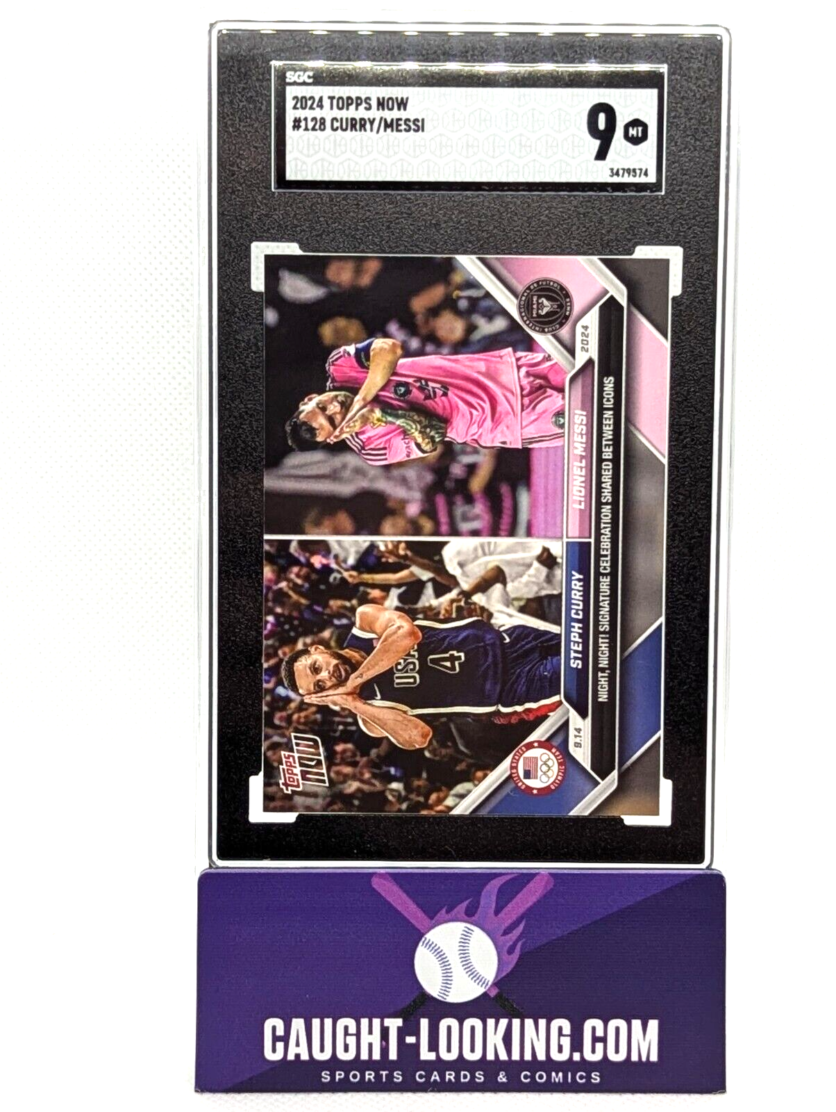 Steph Curry & Lionel Messi - 2024 Topps NOW #128 - SGC 9 - Mint