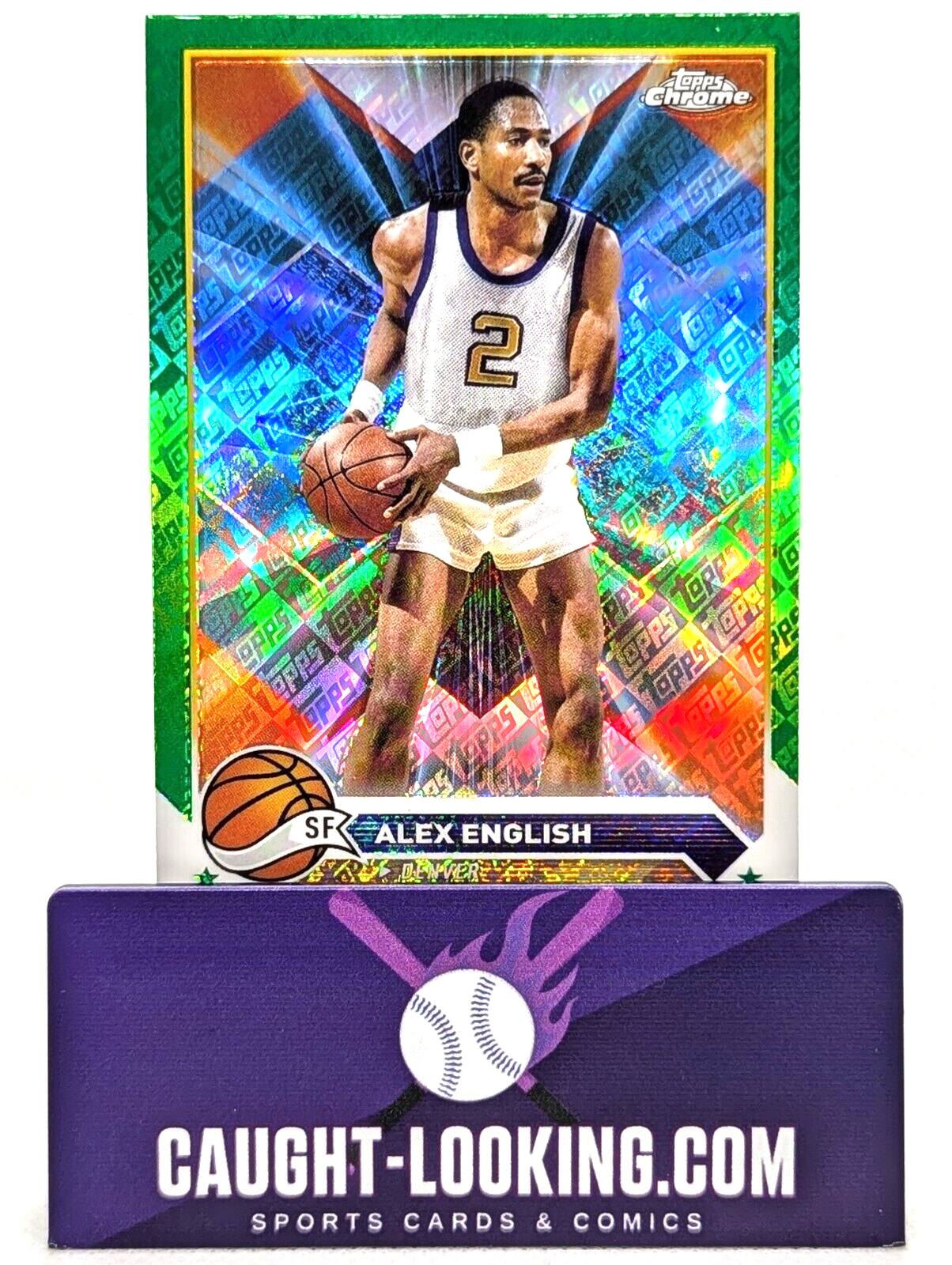 2023-24 Topps Chrome Basketball Alex English Green Logo Refractor #26