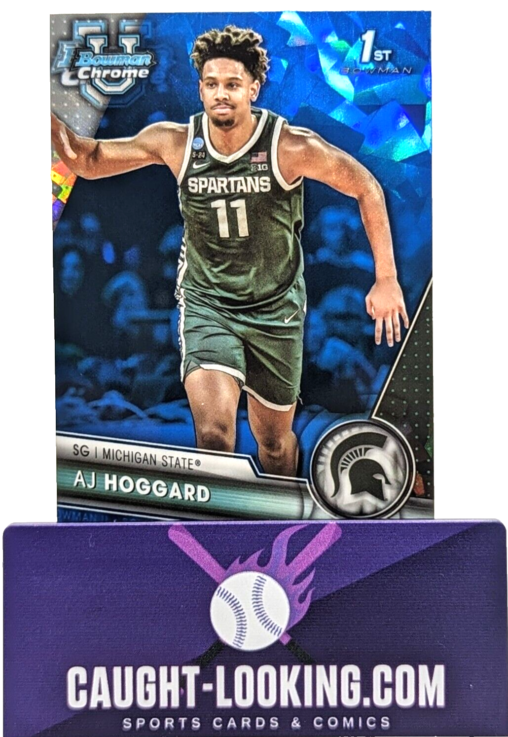 2023-24 Bowman Chrome U Sapphire AJ Hoggard #5 1st Michigan State