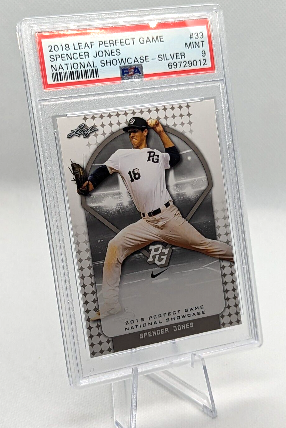 Spencer Jones PSA 9 2018 Leaf Perfect Game Nation Showcase Silver #33 Yankees 