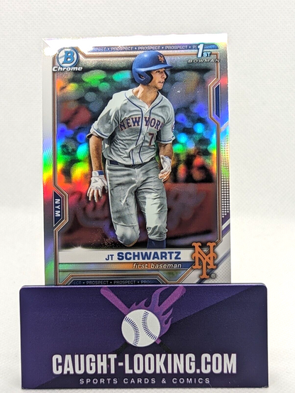JT Schwartz #BDC-61 2021 Bowman Draft Chrome Refractor 1st Bowman NY Mets